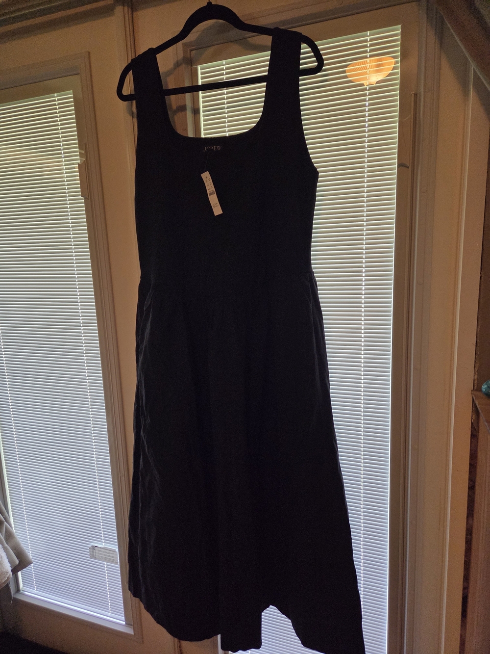 J. Crew Black Sleeveless Midi Dress with Square Neck